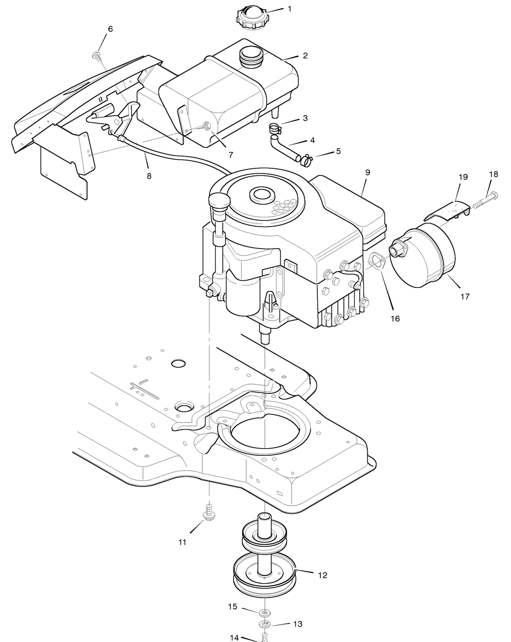 Engine Mount Diagram and Parts List for 38633X92A 1996 Briggs and Stratton Lawn Tractor